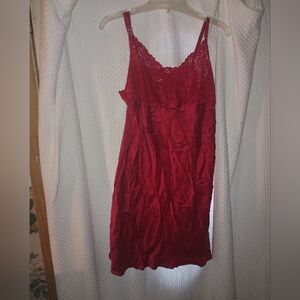 Private Luxuries Vintage Red Lace Trimmed Silk Slip Dress Size XXL